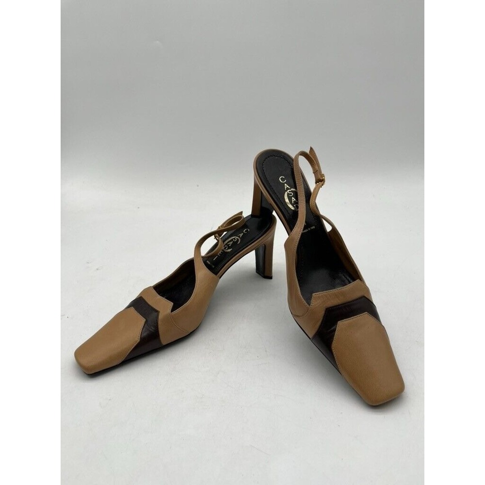 Authentic Casadei Italy Slingback Heels Brown Strap W 6